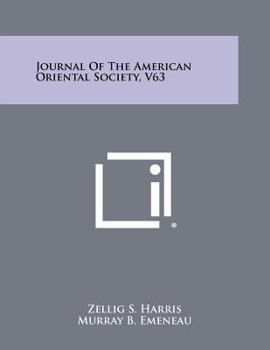 Paperback Journal of the American Oriental Society, V63 Book