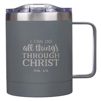Misc. Mug Stainless Steel Camp Gray All Things - Phil 4:13 Book