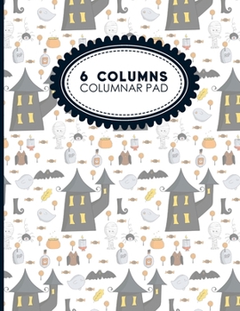 6 Columns Columnar Pad: Accounting Bookkeeping Notebook, Accounting Record Keeping Books, Ledger Paper Pad, Cute Halloween Cover, 8.5" x 11", 100 pages