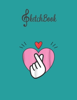Paperback SketchBook: Saranghae Korean Finger Heart Kpop K Drama Love Blank Kpop Sketchbook for Girls Teens Kids Journal College Marble Size Book