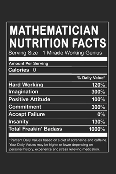 Mathematician Nutrition Facts: Funny Occupation Humorous Job Joke Dot Grid Notebook 6x9 Inches - 120 dotted pages for notes, drawings, formulas | Organizer writing book planner diary