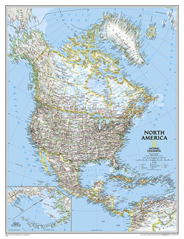 Map National Geographic: North America Classic Enlarged Wall Map - Laminated (35.75 x 46.25 inches) (National Geographic Reference Map) Book
