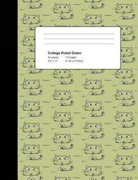 Paperback College Ruled Green: Composition Notebook Cats - 110 Pages (8.5" x 11") Book