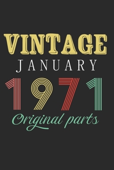 Vintage January 1971 Original Parts: Retro Birthday Gift Notebook Blank Lined Journal