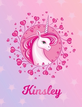 Kinsley: Unicorn Large Blank Primary Sketchbook Paper | Pink Purple Magical Horse Personalized Letter K Initial Custom First Name Cover | Drawing ... | Art Sketch Book| Create & Learn to Draw