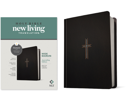 Imitation Leather NLT Wide Margin Bible, Filament Enabled (Hardcover Leatherlike, Black Cross, Red Letter) Book