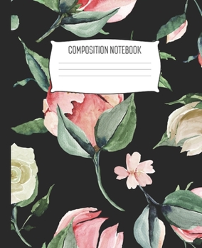 Composition Notebook: Wide Ruled Notebook Watercolor Red White Flowerbud Lined School Journal | 100 Pages | 7.5" x 9.25" | Children Kids Girls Teens Women | Perfect For School