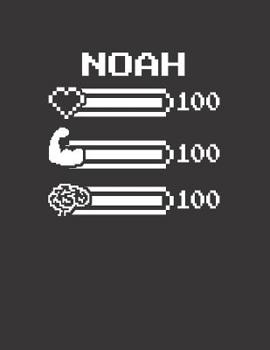 Paperback Noah: Pixel Retro Game 8 Bit Design Blank Composition Notebook College Ruled, Name Personalized for Boys & Men. Gaming Desk Book