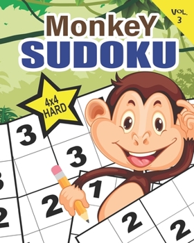 Paperback Monkey Sudoku Vol. 3 Hard: Educational brain games for kids with hard 4x4 grid puzzles Book