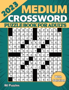 Paperback 2023 Medium Crossword Puzzle Book For Adults With Solution Book