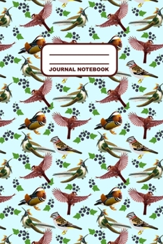 Journal Notebook: Notebook, Journal, Or Diary  | Birds Berries Pattern Cover Design | 110 Blank Lined Pages | 6" X 9" | Matte Finished Soft Cover