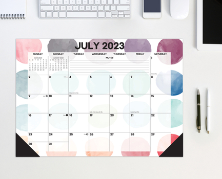 Calendar Painted Dots 2023-24 Academic 17 X 12 Small Monthly Deskpad Book