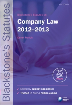 Paperback Blackstone's Statutes on Company Law 2012-2013 Book