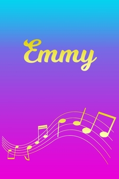 Paperback Emmy: Sheet Music Note Manuscript Notebook Paper - Pink Blue Gold Personalized Letter E Initial Custom First Name Cover - Mu Book