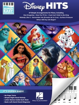 Paperback Disney Hits - Super Easy Songbook: 47 Simple Arrangements for Piano with Lyrics [No Linguistic Content] Book