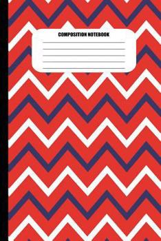 Paperback Composition Notebook: Blue and White Zig Zags on Red Background (100 Pages, College Ruled) Book