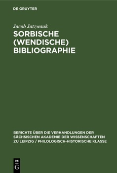 Hardcover Sorbische (Wendische) Bibliographie [German] Book