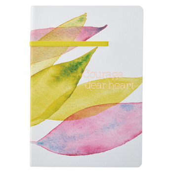 Paperback Heartfelt Journal Courage Dear Heart Citrus Leaves, Elastic Closure, 256 Lined Pages Book