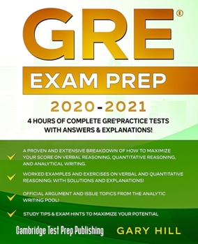 Paperback GRE Exam Prep 2020-2021: 4 Hours of Complete GRE Practice Tests with Answers & Explanations! Book