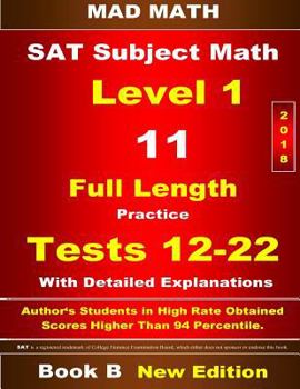Paperback 2018 SAT Subject Level 1 Book B Tests 12-22 Book