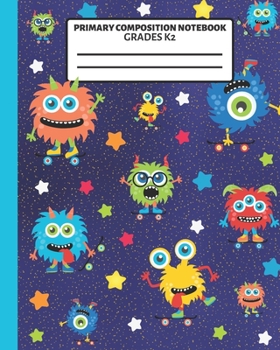 Paperback Primary Composition Notebook: With Story Space and Dotted Mid Line Grades K-2 Monsters with Skateboards Notebook For Boys Book