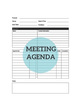 Paperback Meeting Agenda: Minutes Notes Book