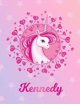 Kennedy: Unicorn Sheet Music Note Manuscript Notebook Paper Magical Horse Personalized Letter K Initial Custom First Name Cover Musician Composer Instrument Composition Book 12 Staves a Page Staff Lin