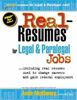 Paperback Real-Resumes for Legal & Paralegal Jobs-- Including Real Resumes Used to Change Careers and Gain Federal Employment Book