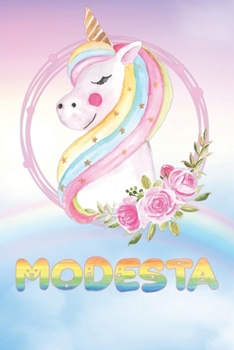 Modesta: Modesta's Unicorn Personal Custom Named Diary Planner Perpetual Calendar Notebook Journal 6x9 Personalized Customized Gift For Someone Who's Surname is Modesta Or First Name Is Modesta