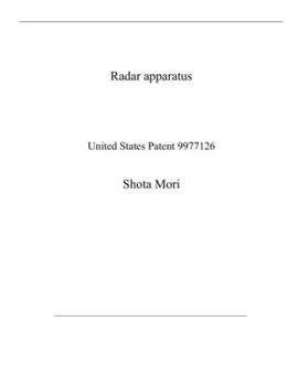 Paperback Radar apparatus: United States Patent 9977126 Book