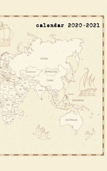 Calendar 2020-2021: Calendar 2 Years Planner for Organizer Agenda Schedule Notebook Journal and Business with Japanese With World Map With Vintage Theme Cover