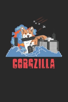 Paperback Corgzilla: Corgi In The City. Blank Composition Notebook to Take Notes at Work. Plain white Pages. Bullet Point Diary, To-Do-List Book