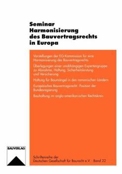 Paperback Seminar Harmonisierung Des Bauvertragsrechts in Europa [German] Book