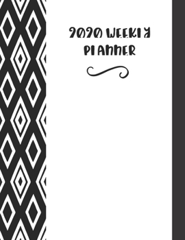 Paperback 2020 Weekly Planner: Pretty Black and White Diamond Pattern Agenda Journal Book