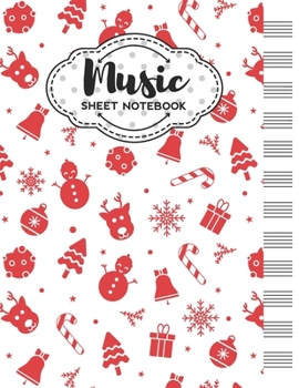 Music Sheet Notebook: Blank Staff Manuscript Paper with Merry Christmas Themed Cover Design