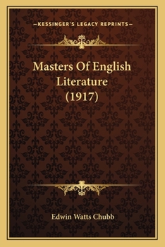 Paperback Masters Of English Literature (1917) Book