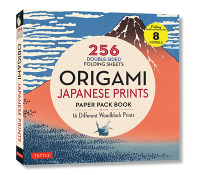 Paperback Origami Japanese Prints Paper Pack Book: 256 Double-Sided Folding Sheets with 16 Different Japanese Woodblock Prints with Solid Colors on the Back (In Book