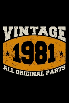 Paperback Vintage 1981 All Original Parts: Dot Grid Journal, Diary, Notebook, 6x9 inches with 120 Pages. Book