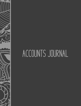 Accounts Journal: Account journal, space for keeping track of cash or check payments, features columns for description, reference, and debit or credit, leaf cover. Brown madala cover.