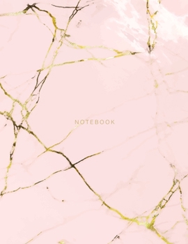Notebook: Lined Journal – Pink & Gold Marble Cover Design – 120 Pages, Large (8.5 x 11), Letter Size, Numbered Pages, White Lined Paper