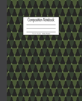 Paperback Composition Notebook: 7.5x9.25, Wide Ruled - Green Christmas Trees Book