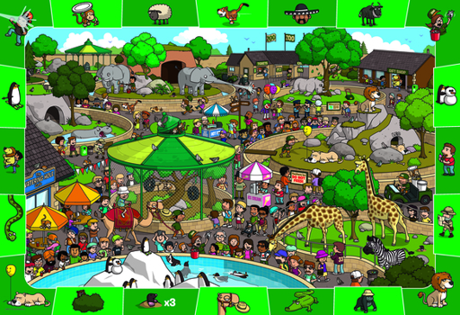 Misc. A Day in the Zoo-Spot & Find 100-Piece Puzzle Book