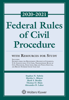 Paperback Federal Rules of Civil Procedure with Resources for Study: 2020-2021 Statutory Supplement Book