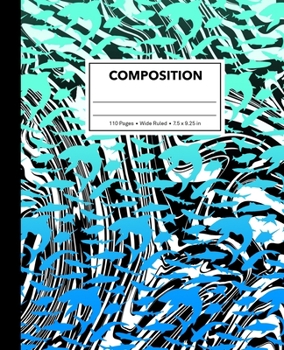 Composition : Marbled Shark Composition Notebook for Kids, Cool Marble Sharks Pattern for Boys, Wide Ruled Book 7. 5 X 9. 25 in, 110 Pages, Back to School Supplies, for Students and Teachers