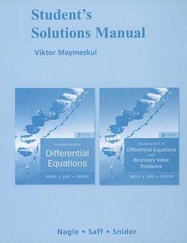 Paperback Fundamentals of Differential Equations/Fundamentals of Differential Equations and Boundary Value Problems: Student's Solutions Manual Book