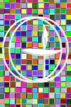 UU Flaming Chalice: Multicolor Mosaic Gem Tile Art | Unitarian Universalist Religion Multicolor Softcover Notebook Diary | Lined Writing Journal | 100 Cream Pages | Religious Faith Symbols