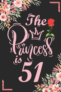 The Princess Is 51: 51st Birthday & Anniversary Notebook Flower Wide Ruled Lined Journal 6x9 Inch ( Legal ruled ) Family Gift Idea Mom Dad or Kids in Holidays - Marble & Red Love Flowers Cover