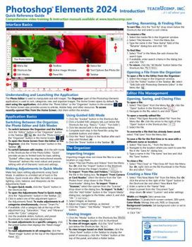 Pamphlet Adobe Photoshop Elements 2024 Introduction Quick Reference Training Tutorial Guide (Cheat Sheet of Instructions, Tips & Shortcuts - Laminated Card) Book