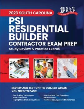 Paperback 2023 South Carolina PSI Residential Builder: Volume 1: Study Review & Practice Exams Book