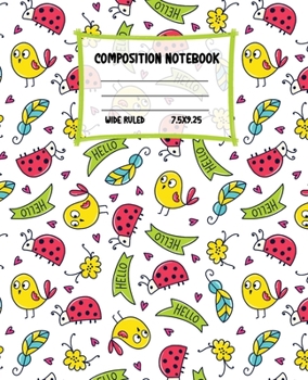 Composition Notebook Wide Ruled: Size 7.5 " x 9.25 " - Pretty Colourful Workbook for Little Princesses Girls Kids Teens Students for School Home ... Journal for Boys Gift Idea cute Pattern style